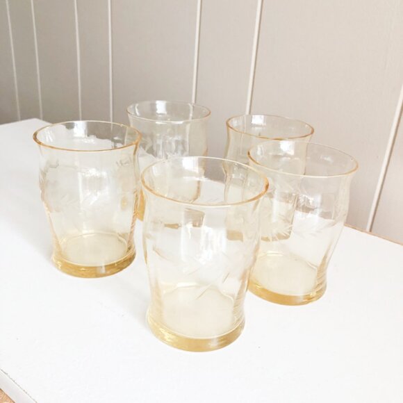 Yellow Depression Era Juice Glasses - Picture 6 of 8